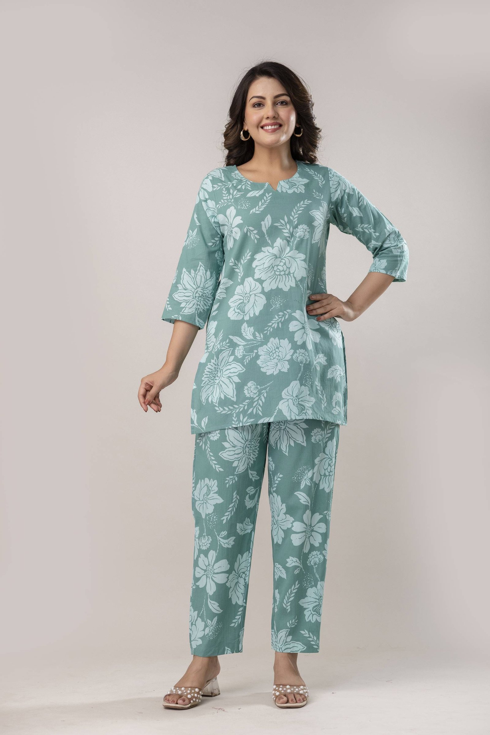 Sea green discharge print cord set